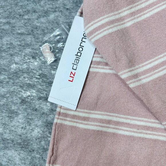 NWT Liz Claiborne Womens 2X XXL Sweater Pullover Striped Pink and White Very Sof - Picture 3 of 8